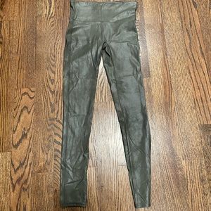 Spanx Olive Green Leather leggings
